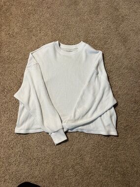 Abercrombie & Fitch White Waffle Crewneck Top